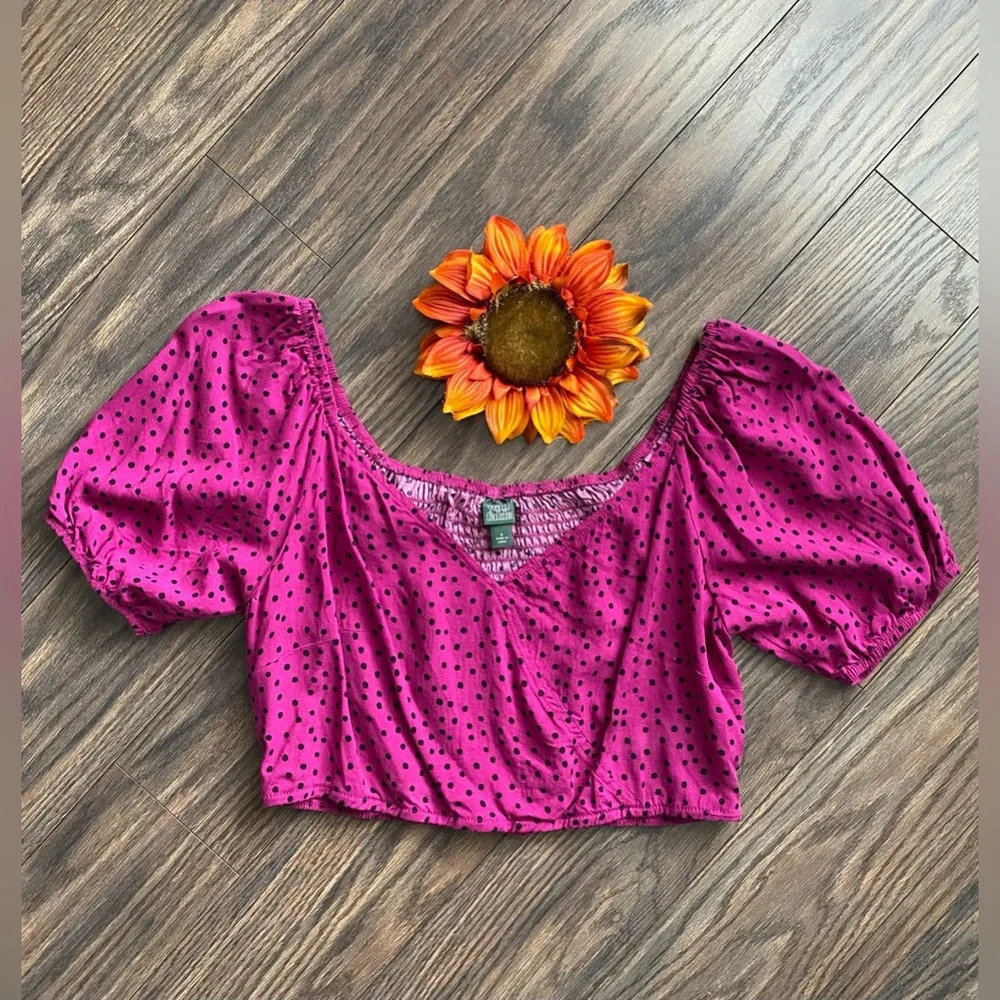 🦋B2G1🦋WILD FABLE Polka Dot Cropped Top with Smocked Back | SMALL |